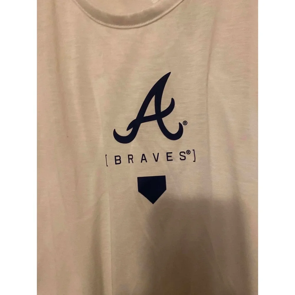 Nike Atlanta Braves Womens Dri-FIT Tank Top White Cross Back MLB Medium 0451